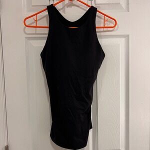 CRZ YOGA Womens Black Racerback Tank Top High Neck Built in Shelf Bra Size S 4-6